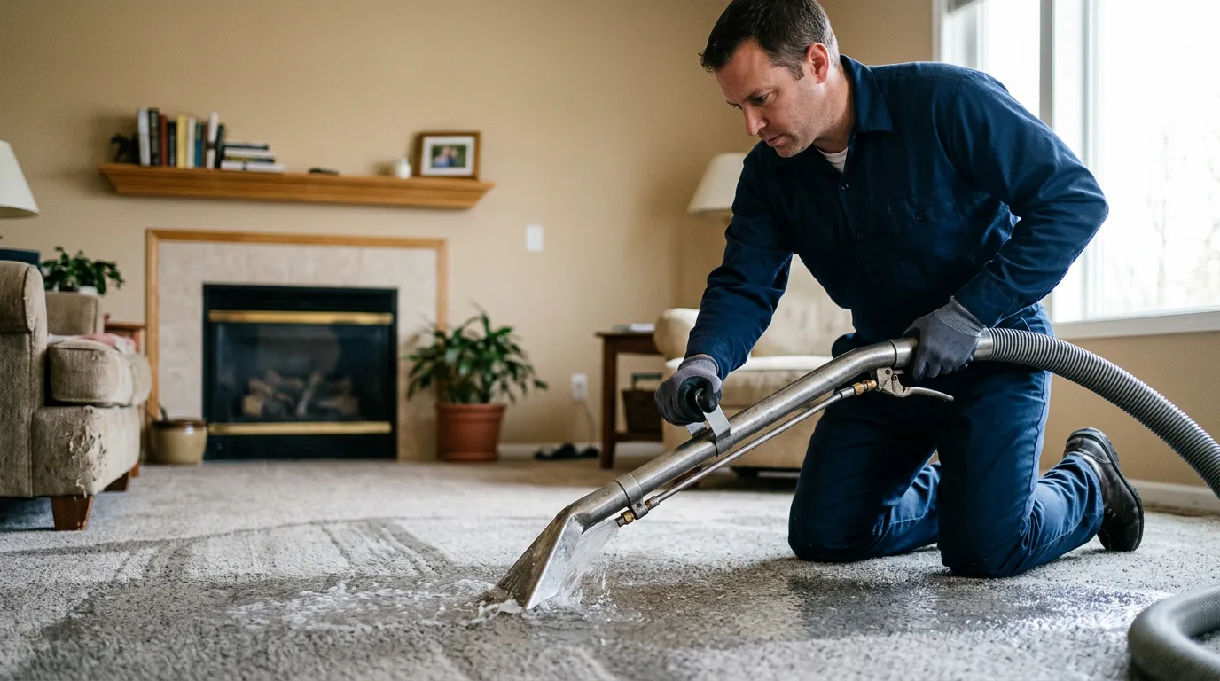 Water damage restoration technician working near Clearmont, MO